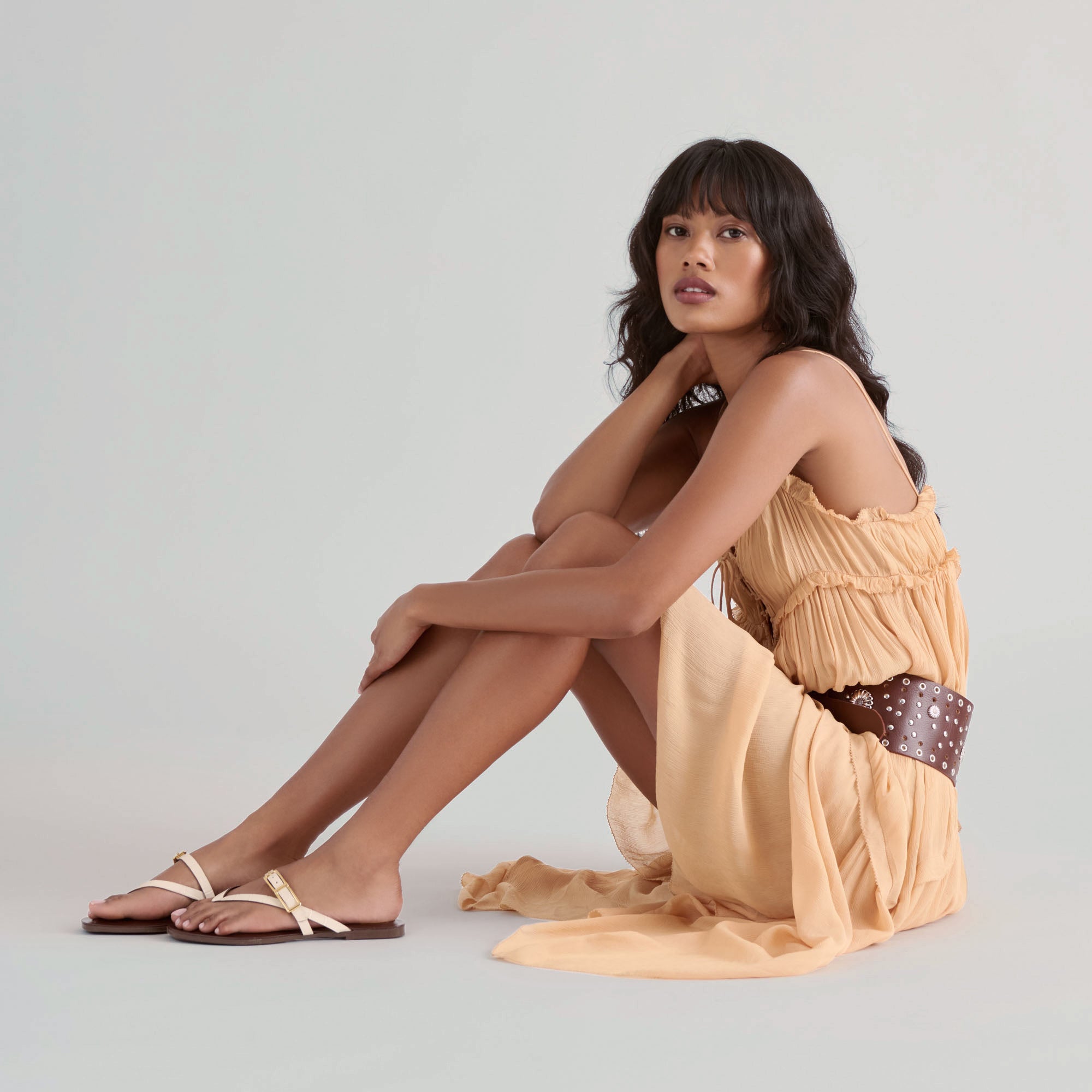 PIERS SANDALS BEIGE CROCO EMBOSSED LEATHER