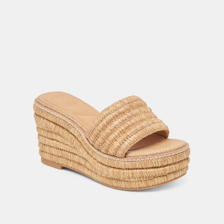 THRONE WIDE WEDGES LT NATURAL RAFFIA