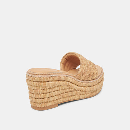 THRONE WIDE WEDGES LT NATURAL RAFFIA