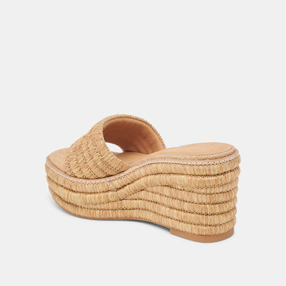 THRONE WIDE WEDGES LT NATURAL RAFFIA
