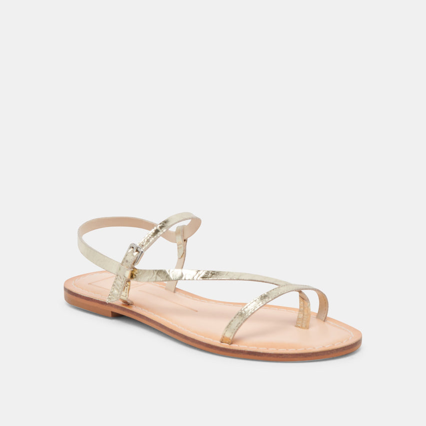 WANDRE SANDALS GOLD DISTRESSED LEATHER - re:vita