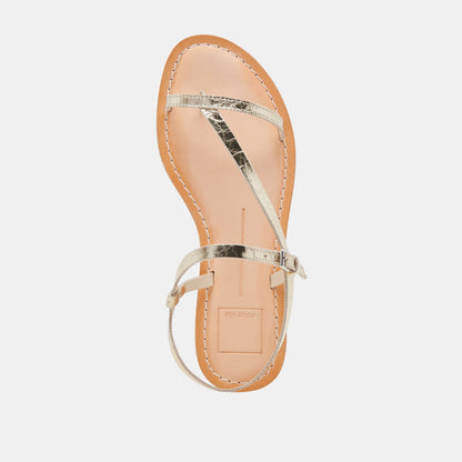 WANDRE SANDALS GOLD DISTRESSED LEATHER - re:vita