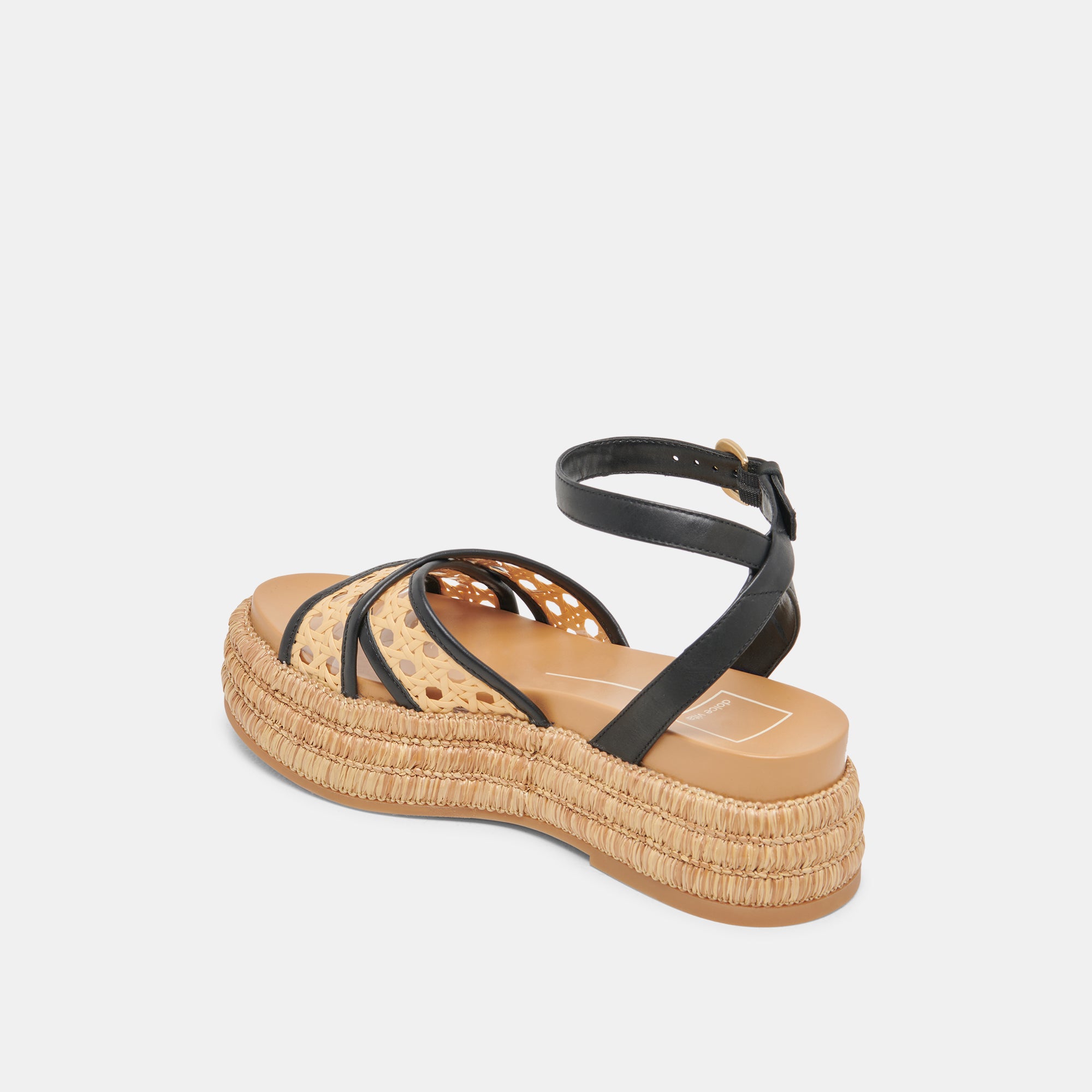 WRILEY SANDALS BLACK WOVEN RAFFIA – Dolce Vita
