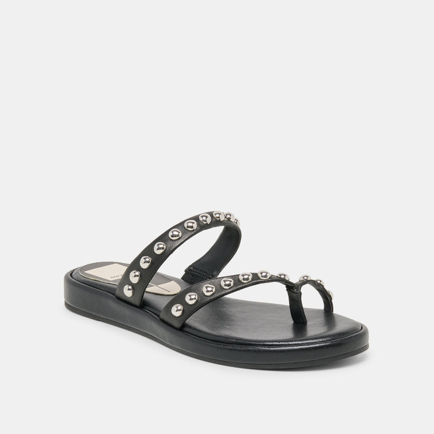 AMARY STUD SANDALS BLACK LEATHER