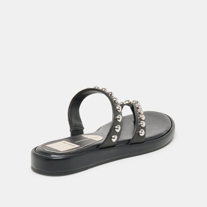AMARY STUD SANDALS BLACK LEATHER