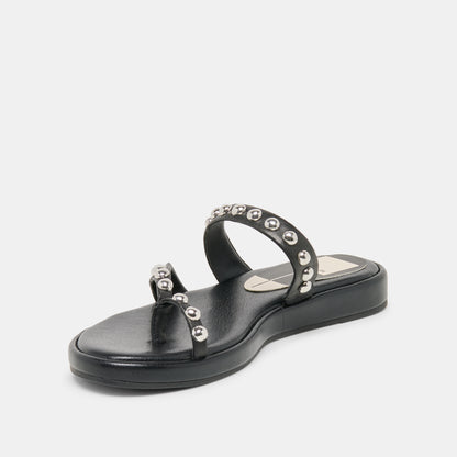 AMARY STUD SANDALS BLACK LEATHER