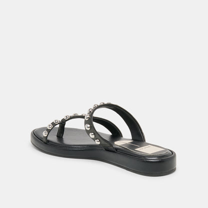 AMARY STUD SANDALS BLACK LEATHER