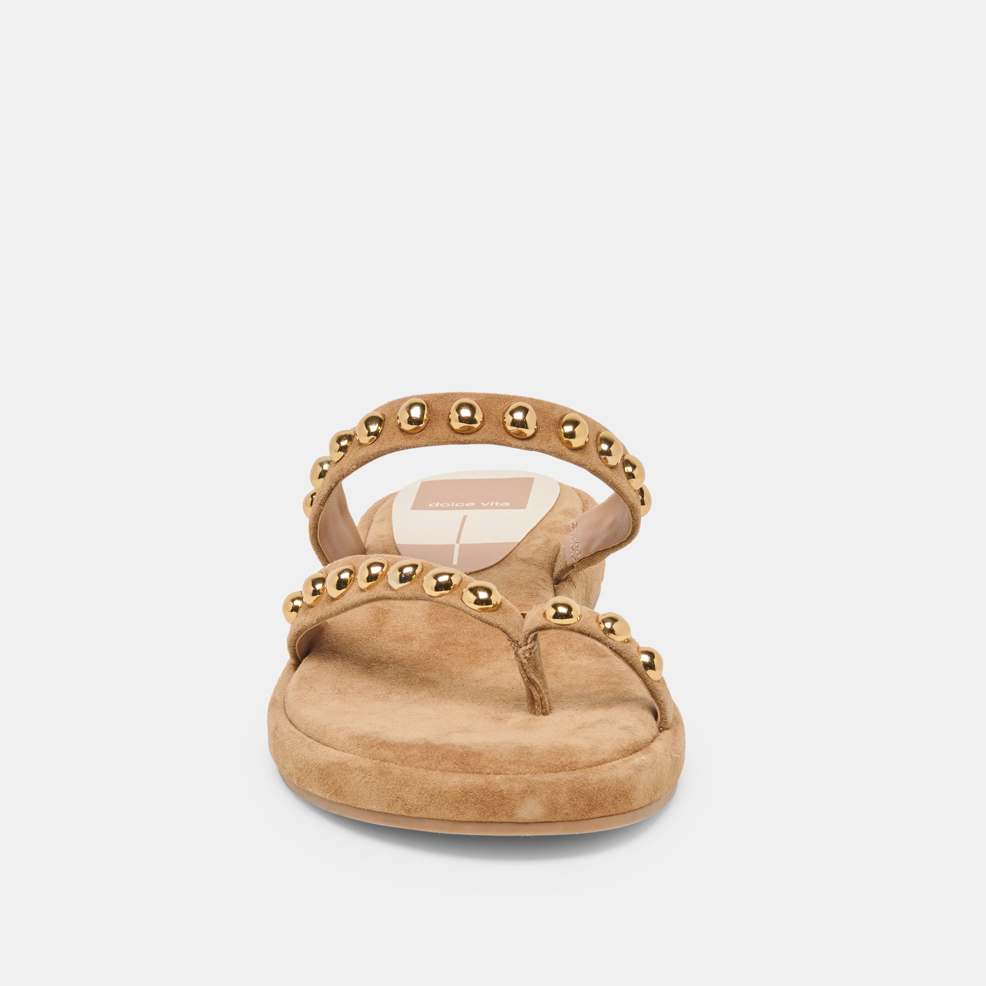 AMARY STUD SANDALS LT BROWN SUEDE