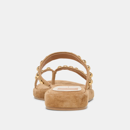 AMARY STUD SANDALS LT BROWN SUEDE