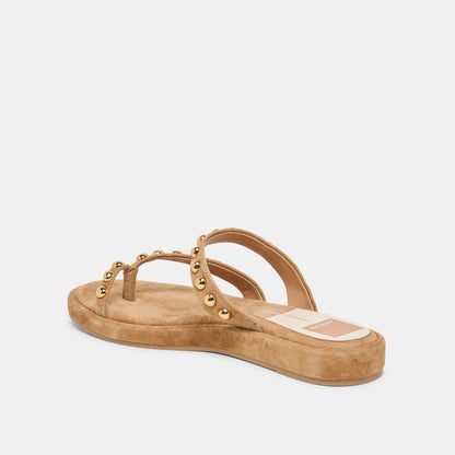 AMARY STUD SANDALS LT BROWN SUEDE