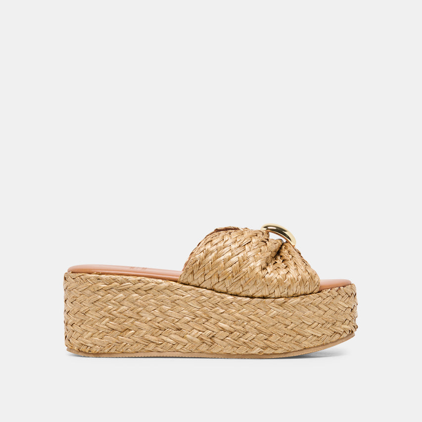 BARRIO Natural Raffia Platform Wedges | Dolce Vita