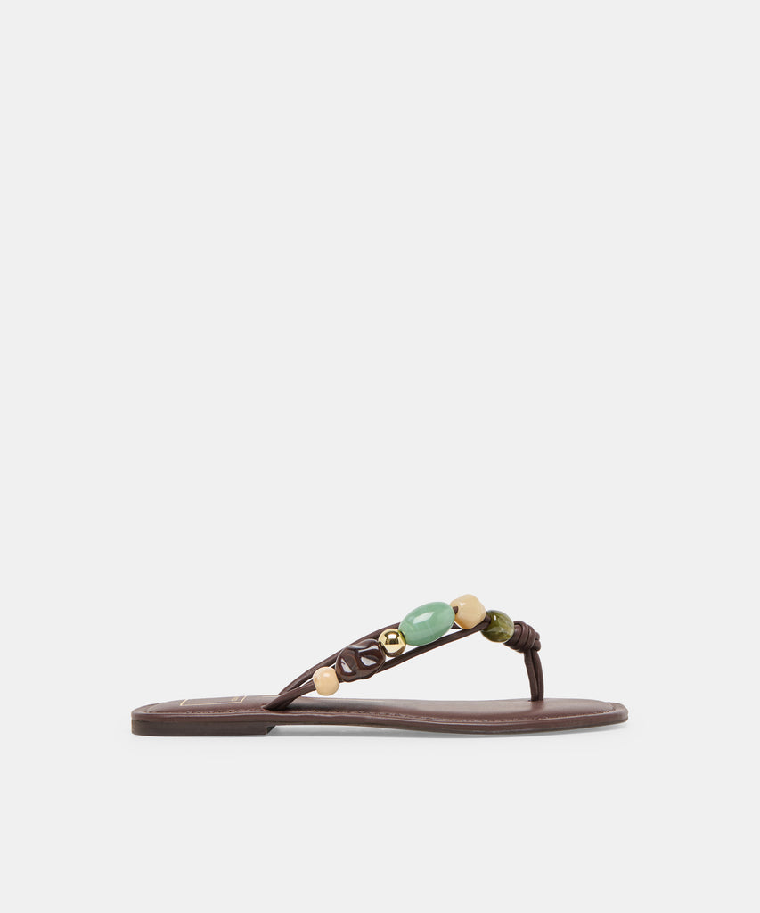 Cely Dk Brown Leather Sandals | Dolce Vita