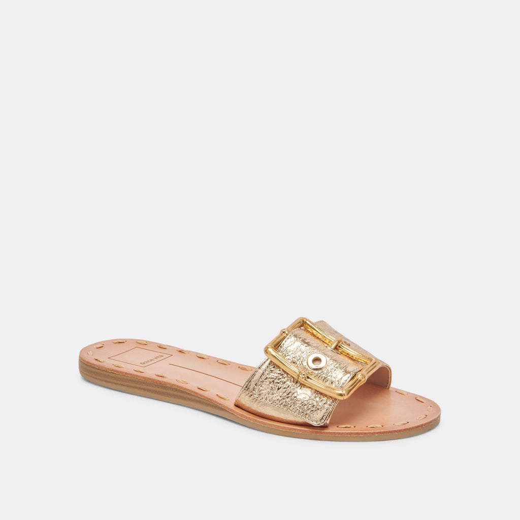 DASA WIDE SANDALS GOLD CRACKLED LEATHER - image 2