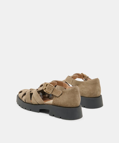 ELSAH FLATS OLIVE SUEDE
