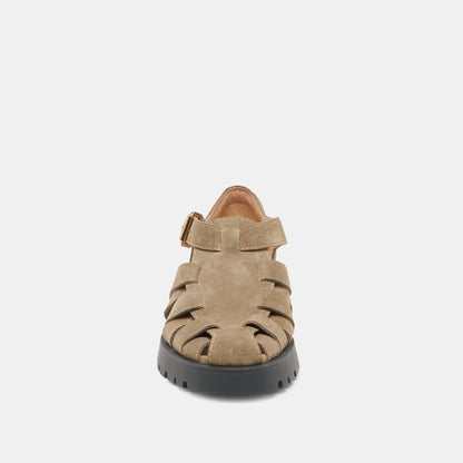 ELSAH FLATS OLIVE SUEDE