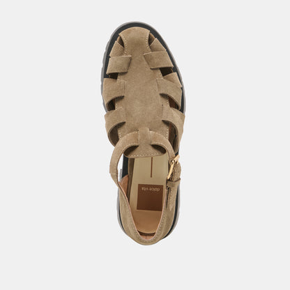 ELSAH FLATS OLIVE SUEDE