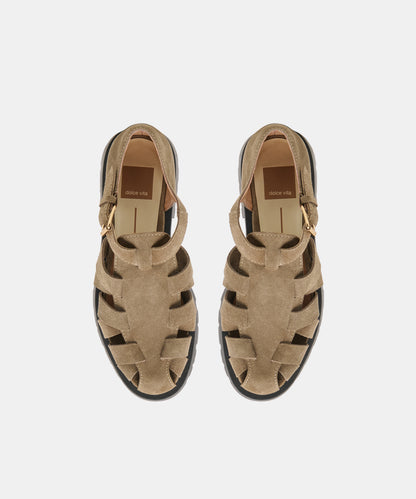 ELSAH FLATS OLIVE SUEDE