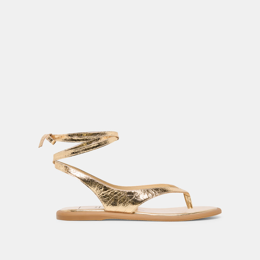 Jayden Gold Distressed Leather Sandals | Dolce Vita