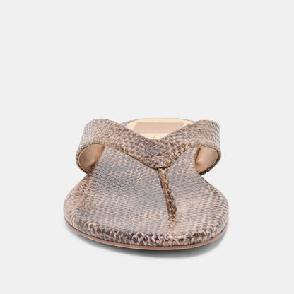 LINNET SANDALS SNAKE TAN EMBOSSED LEATHER