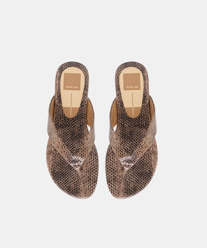 LINNET SANDALS SNAKE TAN EMBOSSED LEATHER