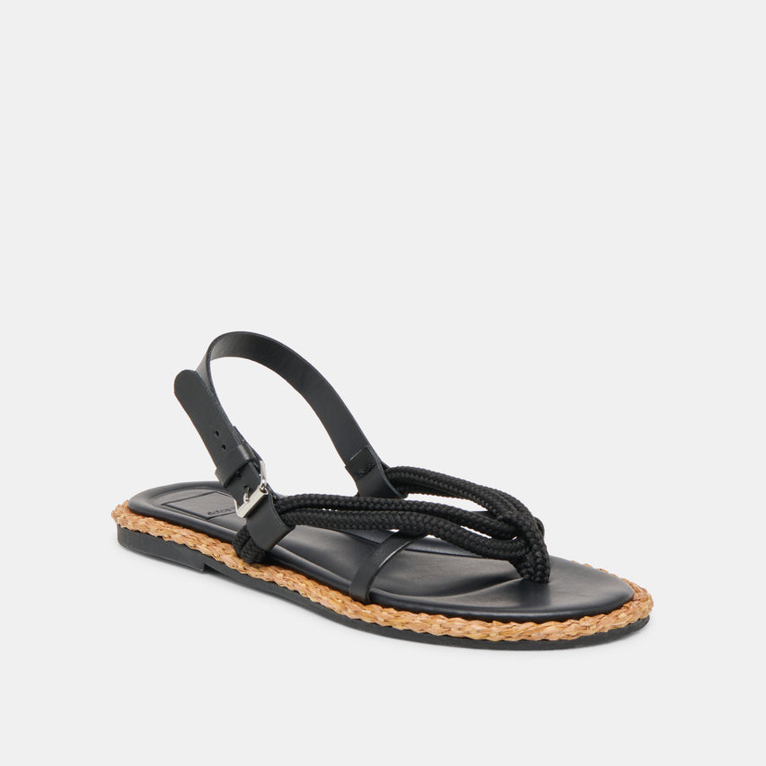 REED SANDALS BLACK LEATHER