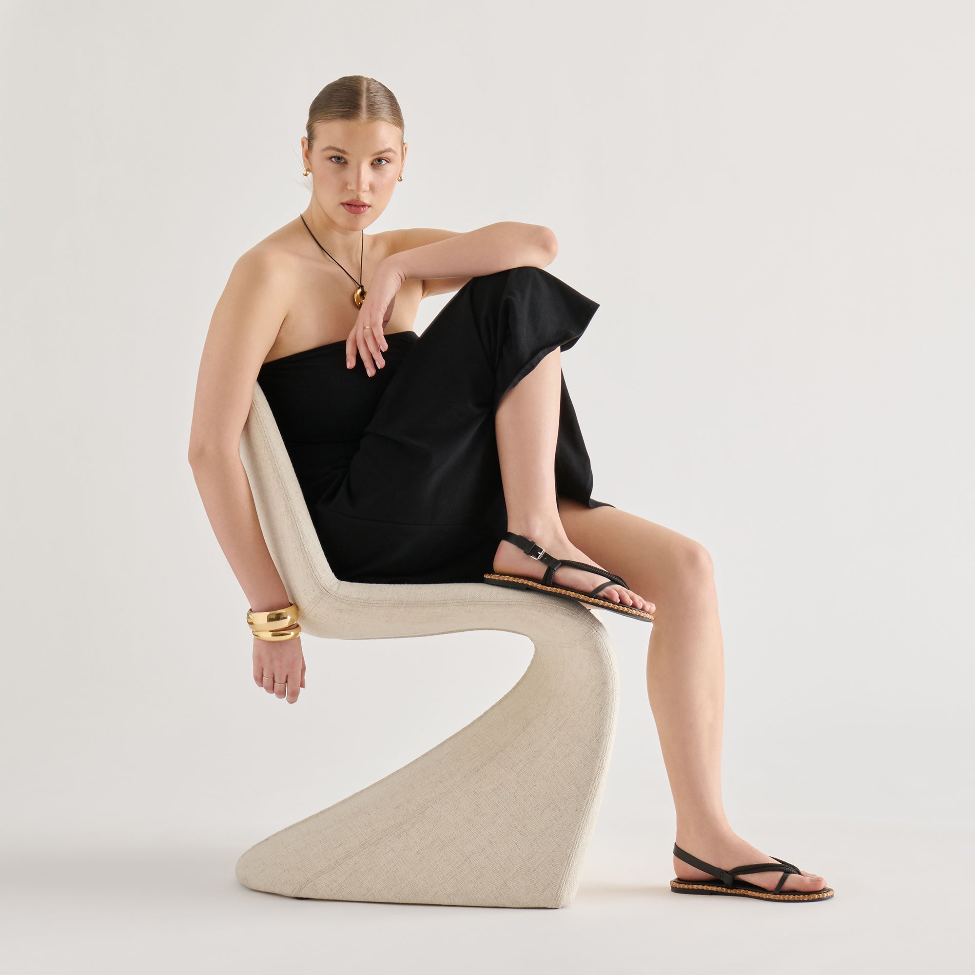 REED SANDALS BLACK LEATHER - view 4