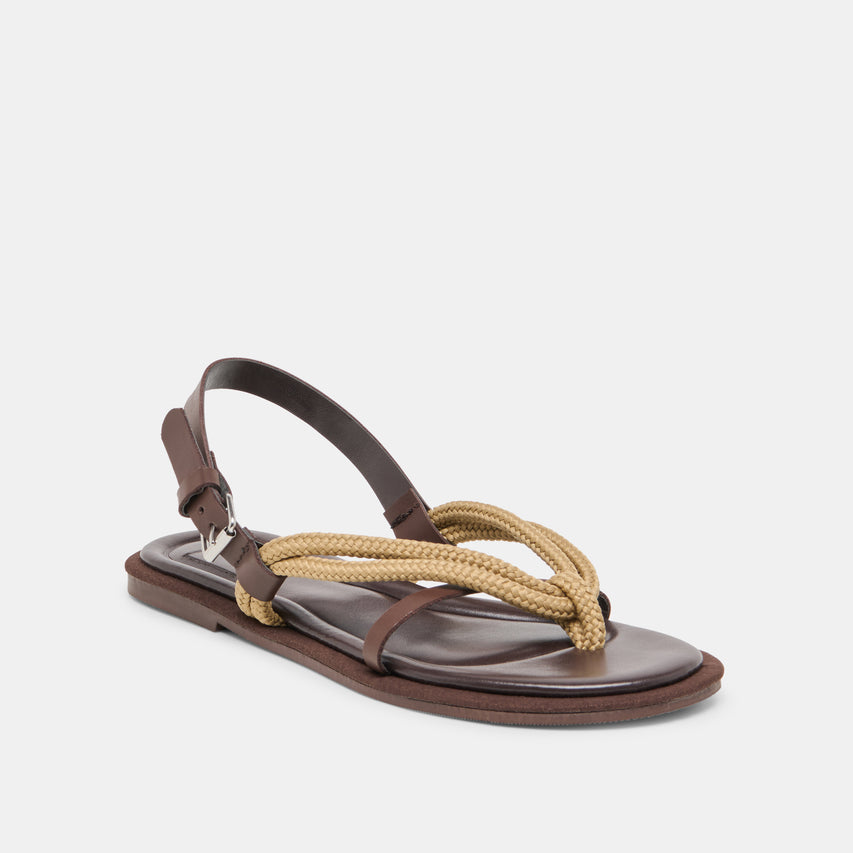 REED SANDALS DK BROWN LEATHER