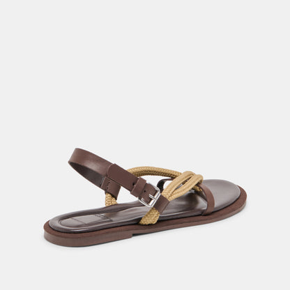 REED SANDALS DK BROWN LEATHER