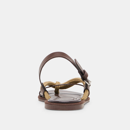 REED SANDALS DK BROWN LEATHER