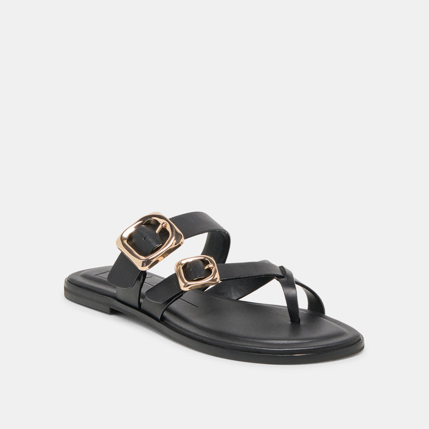 SHORE SANDALS BLACK LEATHER