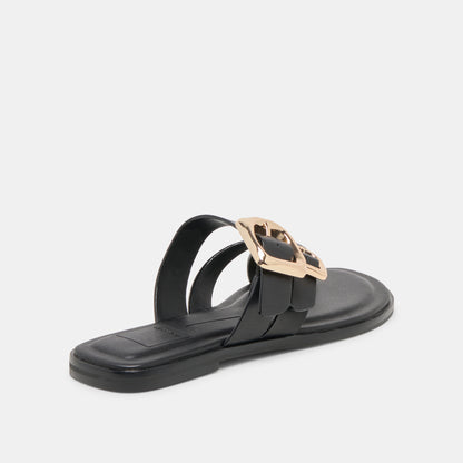 SHORE SANDALS BLACK LEATHER
