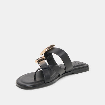 SHORE SANDALS BLACK LEATHER