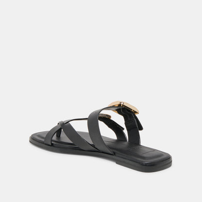 SHORE SANDALS BLACK LEATHER