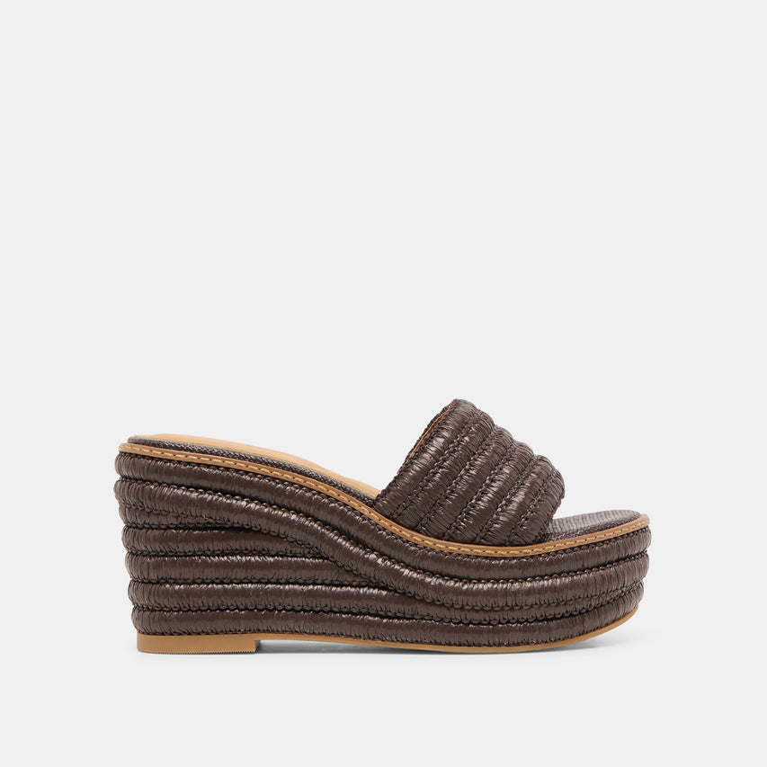 Throne Wide Chocolate Raffia Wedges | Dolce Vita