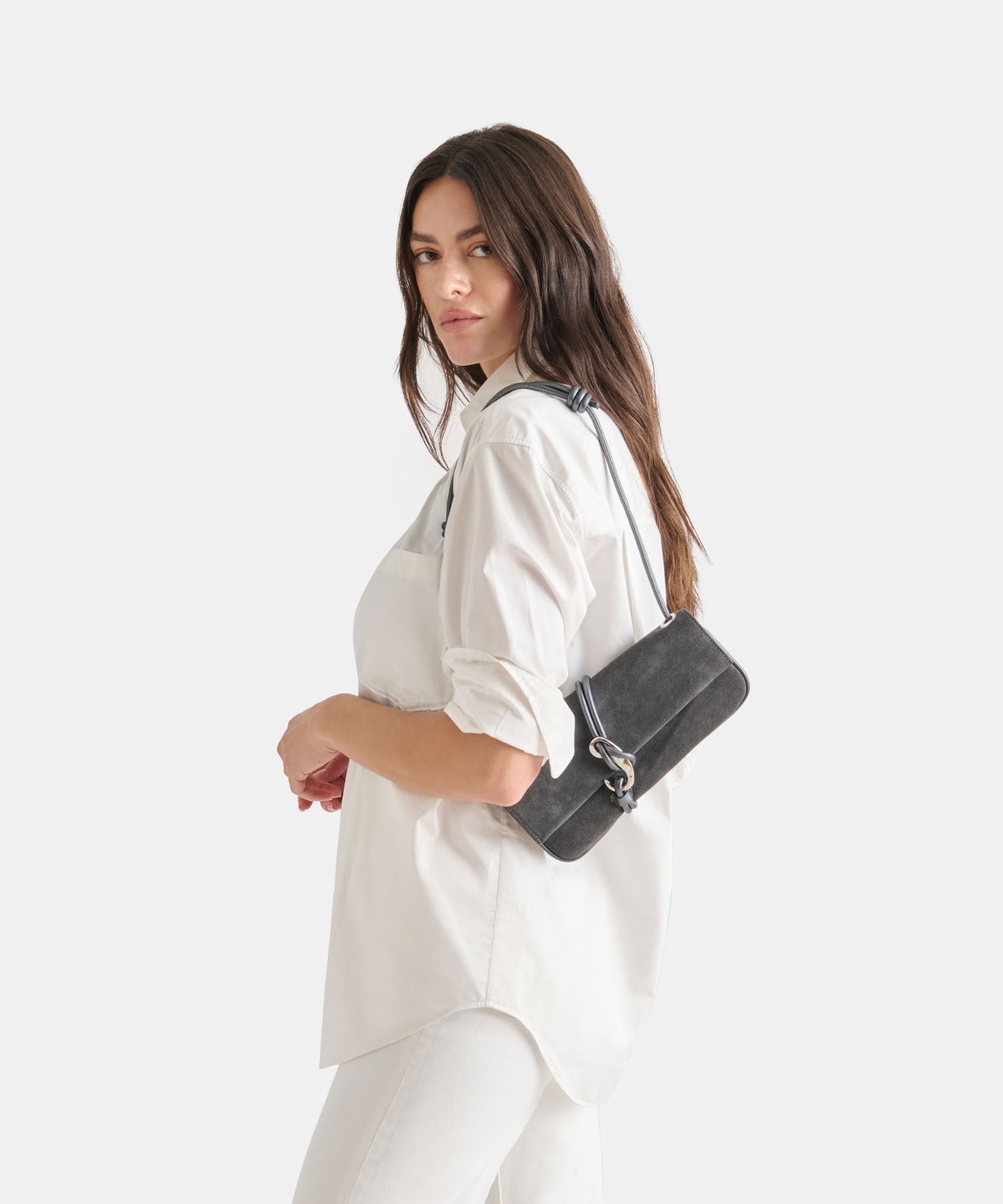 ALICE SHOULDER BAG GUNMETAL SUEDE - view 2