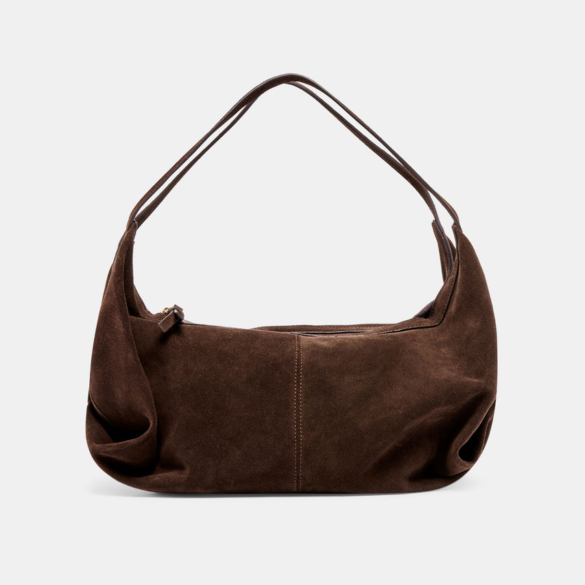 Billy Chocolate Suede Shoulder Bag Dolce Vita
