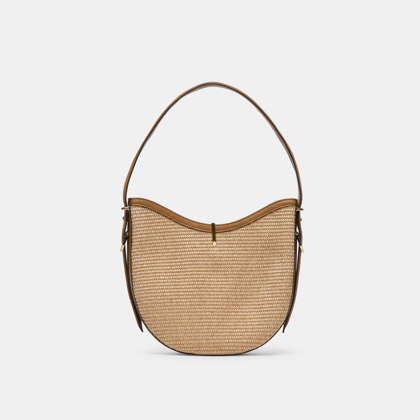 BREE Tan Woven Raffia Shoulder Bag | Dolce Vita