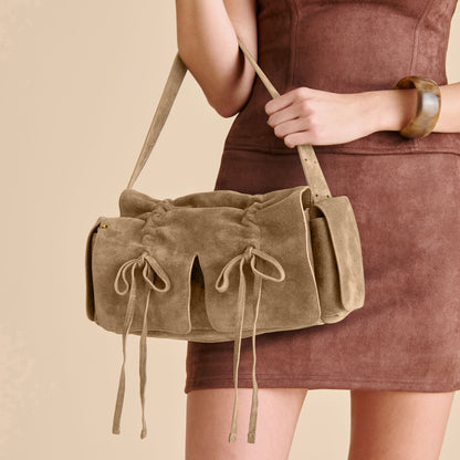 HUDSON SHOULDER BAG OLIVE SUEDE