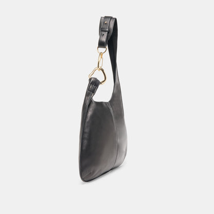 JOHNNIE SHOULDER BAG BLACK LEATHER