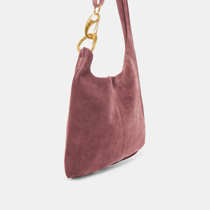JOHNNIE SHOULDER BAG BURGUNDY SUEDE