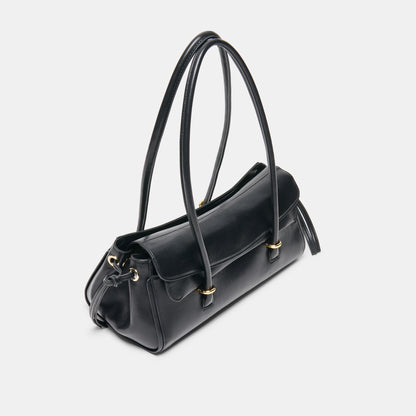 LUSSO SHOULDER BAG BLACK LEATHER