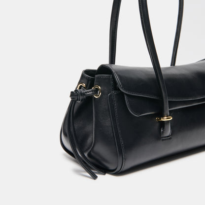 LUSSO SHOULDER BAG BLACK LEATHER