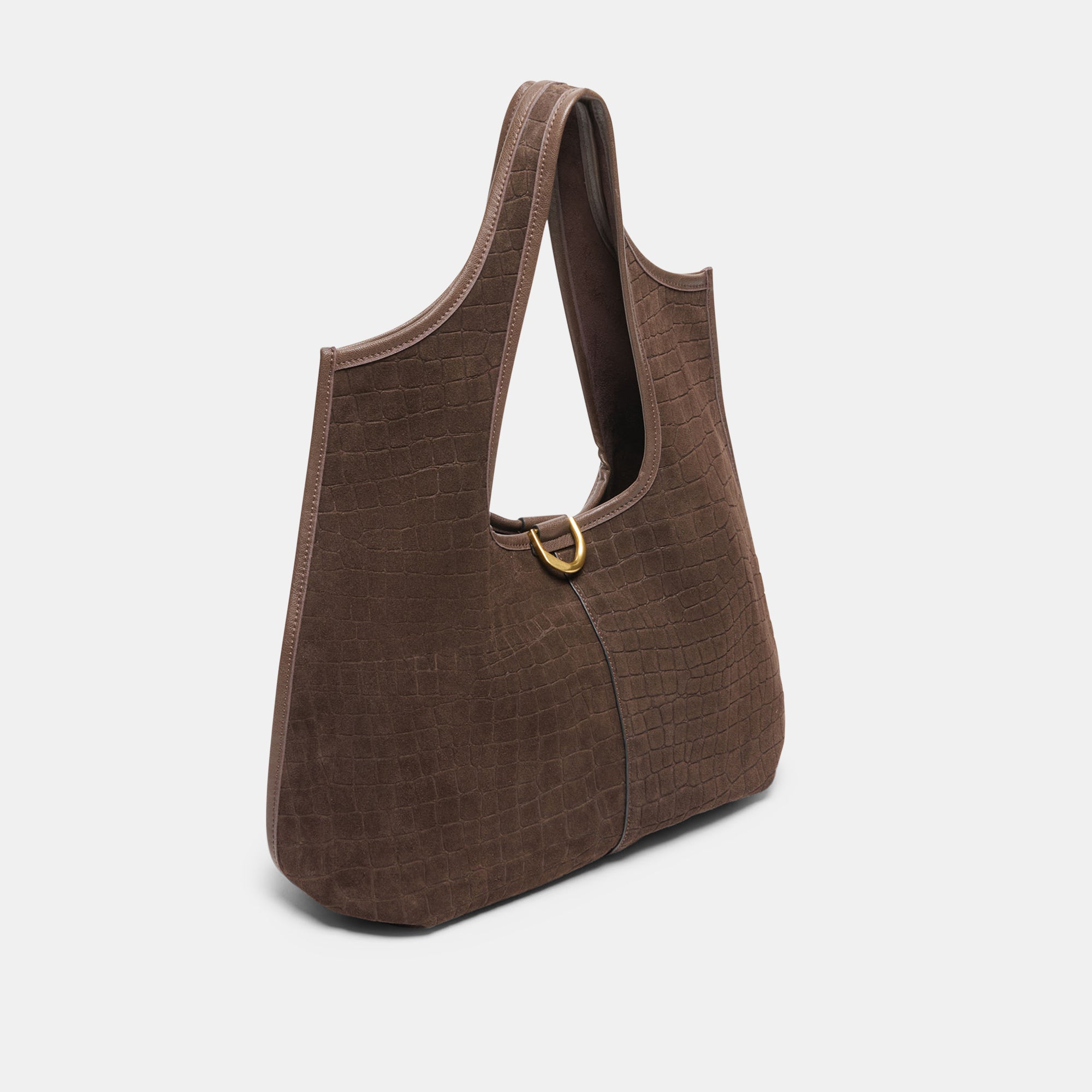 PAVA TOTE MID BROWN EMBOSSED SUEDE - view 5