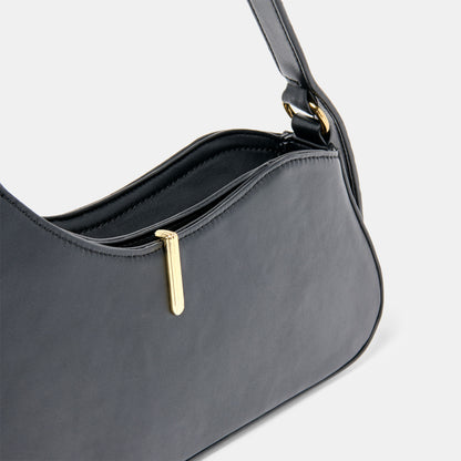 PRYA SHOULDER BAG BLACK LEATHER