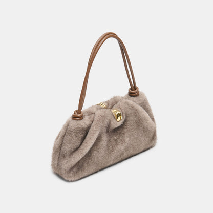 RAVEL SHOULDER BAG GREY FAUX FUR