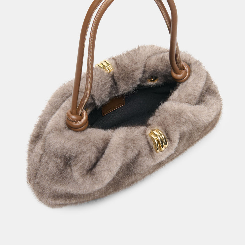 RAVEL SHOULDER BAG GREY FAUX FUR