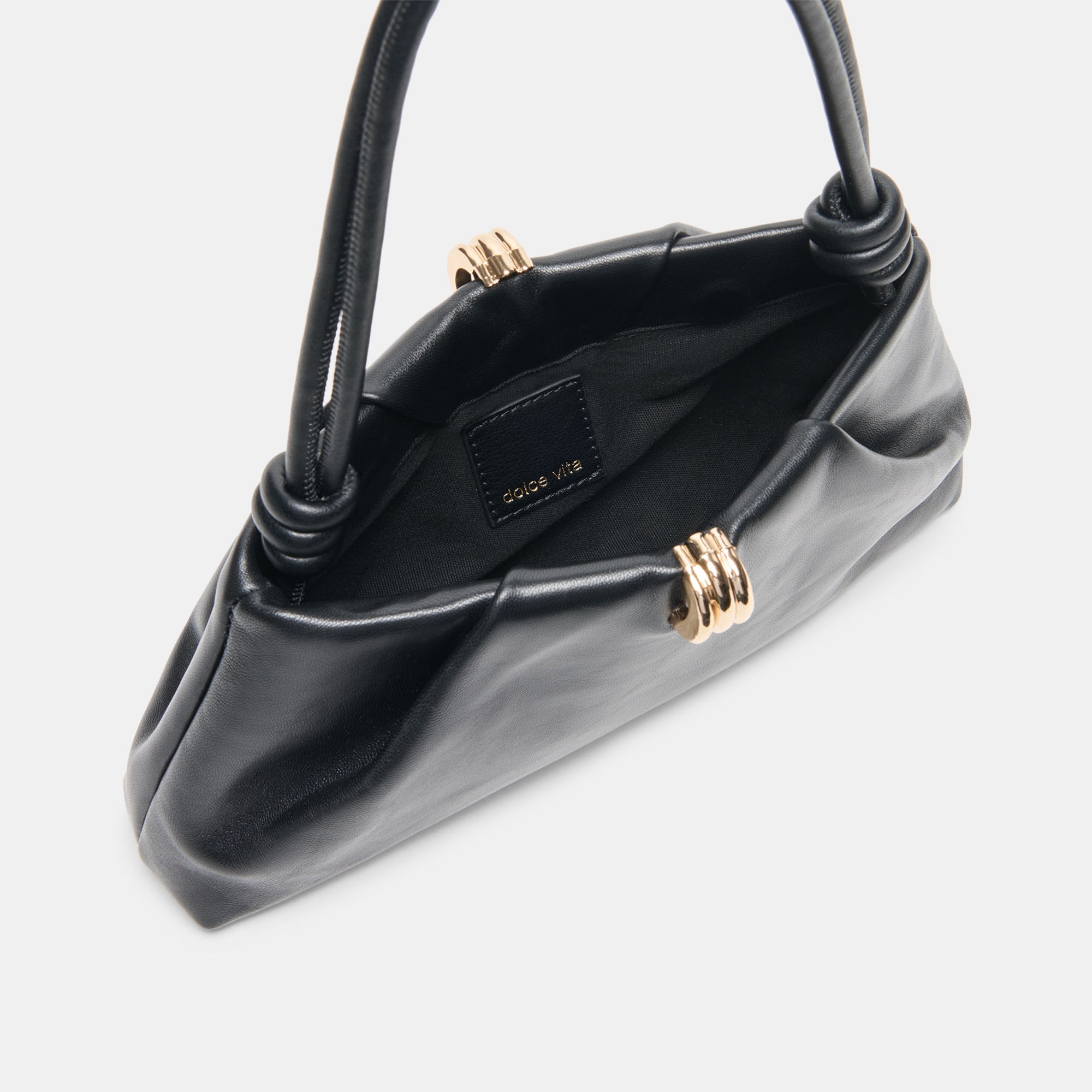 RAVEL Black Leather Adjustable Shoulder Bag