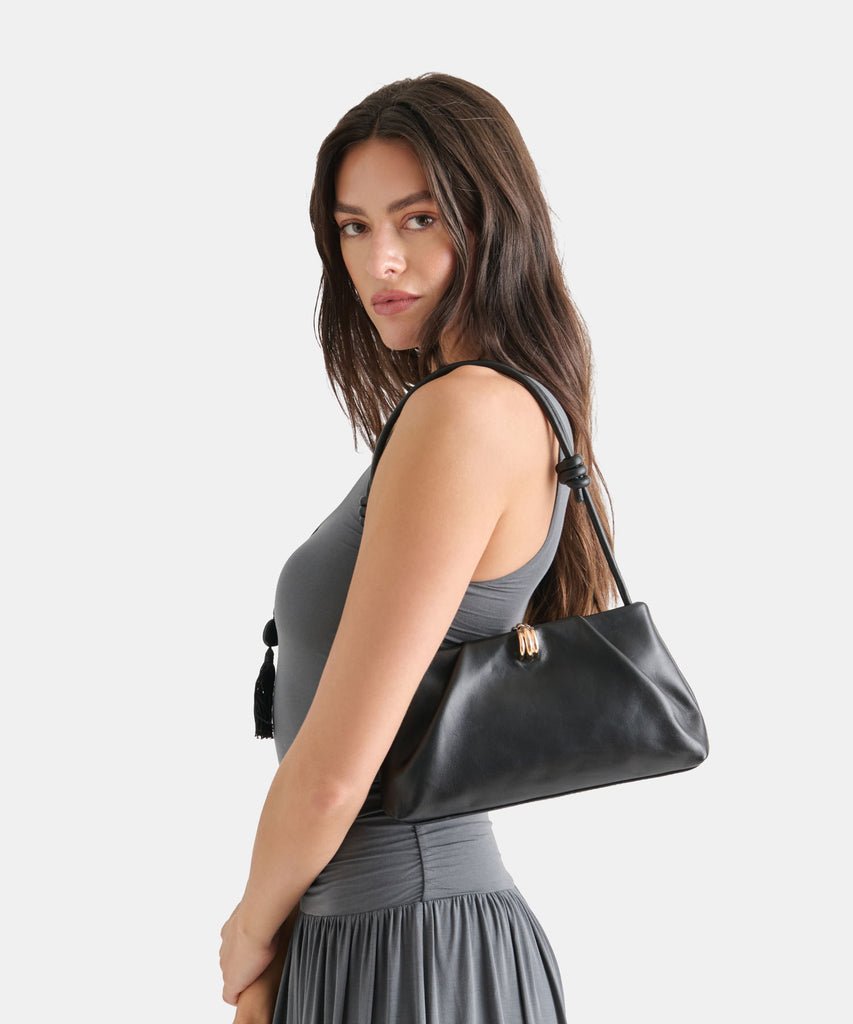 RAVEL SHOULDER BAG BLACK LEATHER