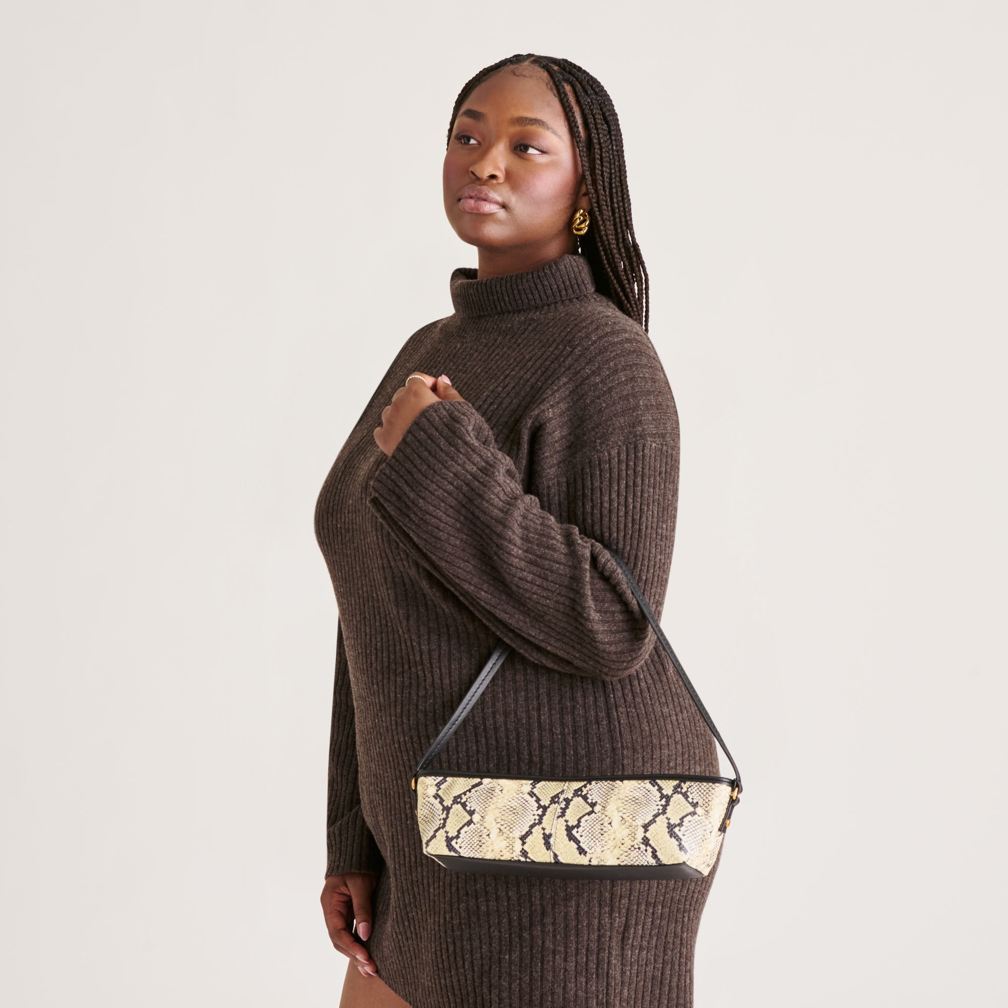 SAVAII SHOULDER BAG BLACK WHITE SNAKE STELLA