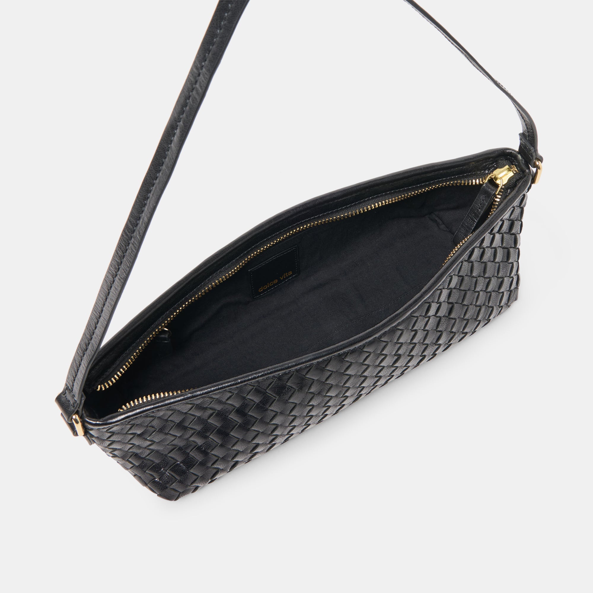 SAVAII WOVEN SHOULDER BAG BLACK WOVEN LEATHER